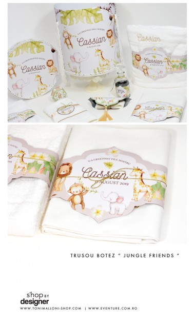Trusou de botez brodat pentru baieti cu broderie personalizata, Cartea Junglei 7